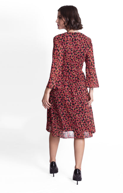 Vestido estampado Mariposas Negro