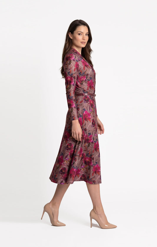 Vestido de licra Floral talle cruzado