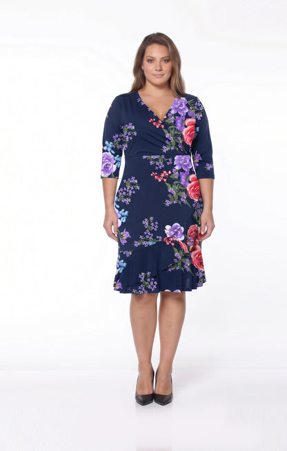 Vestido de licra estampado floral Marino