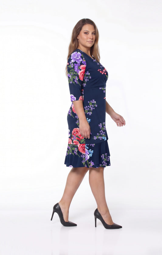 Vestido de licra estampado floral Marino