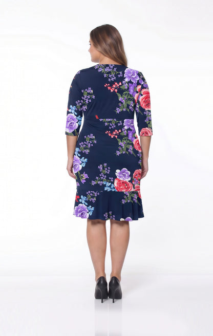 Vestido de licra estampado floral Marino