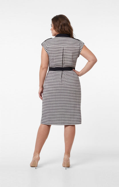 Vestido camisero estampado en contraste