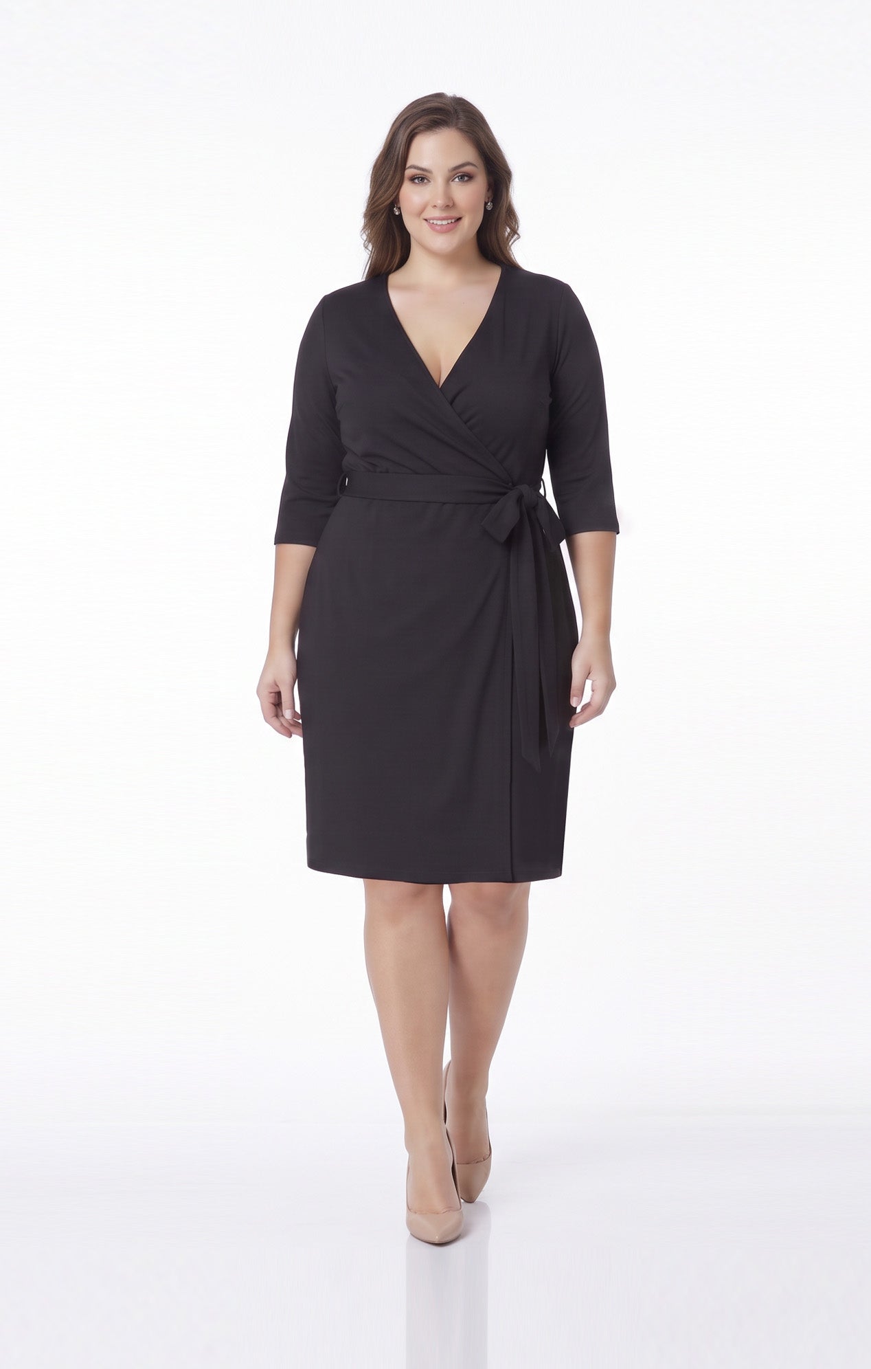 Vestido de licra Negro Envolvente