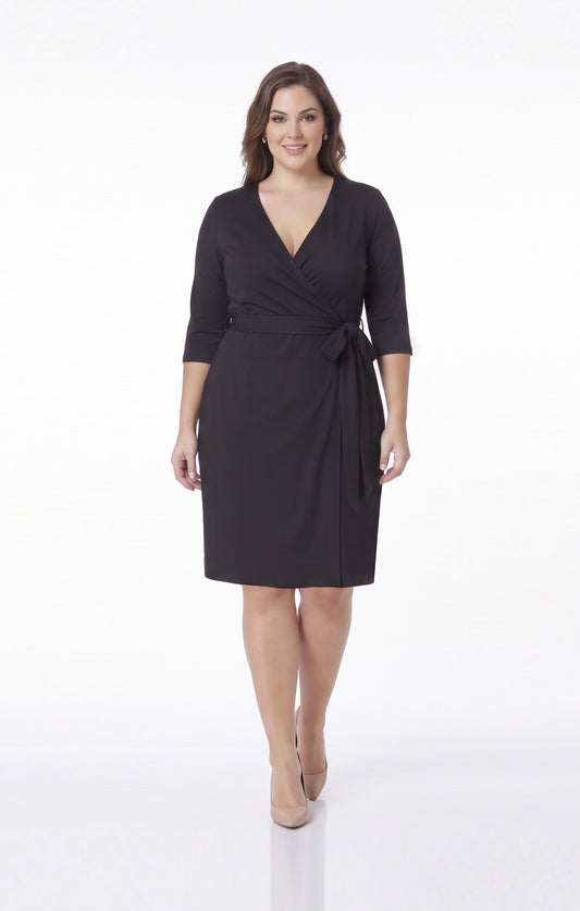 Vestido de licra Negro Envolvente