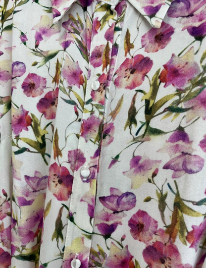 Vestido floral blanco con rosa, Rayón