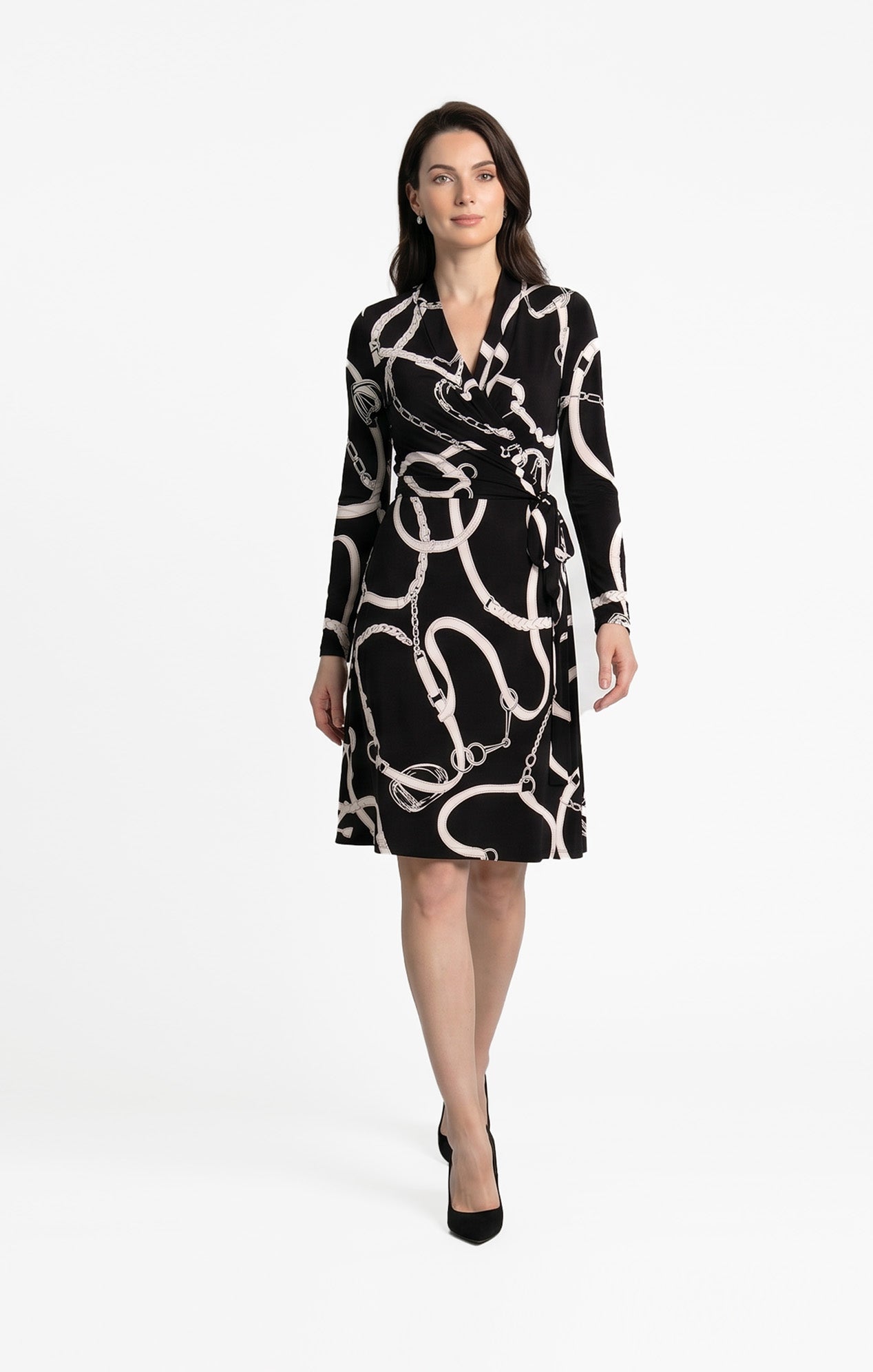 Vestido Estampado Cintas Blanco y Negro
