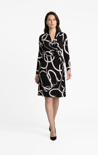 Vestido Estampado Cintas Blanco y Negro