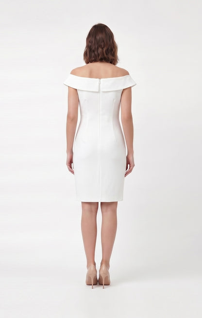 Vestido Bardot Blanco con escarolas