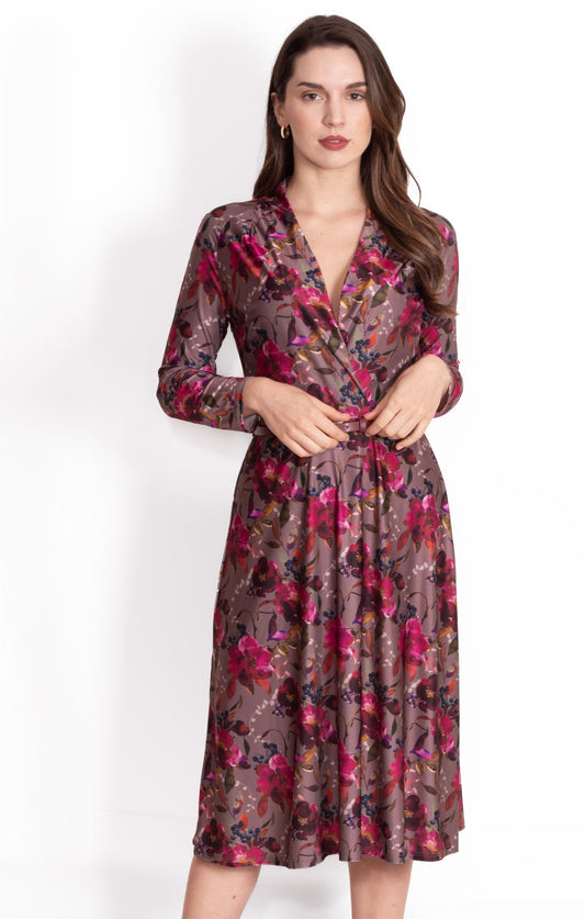 Vestido de licra Floral talle cruzado