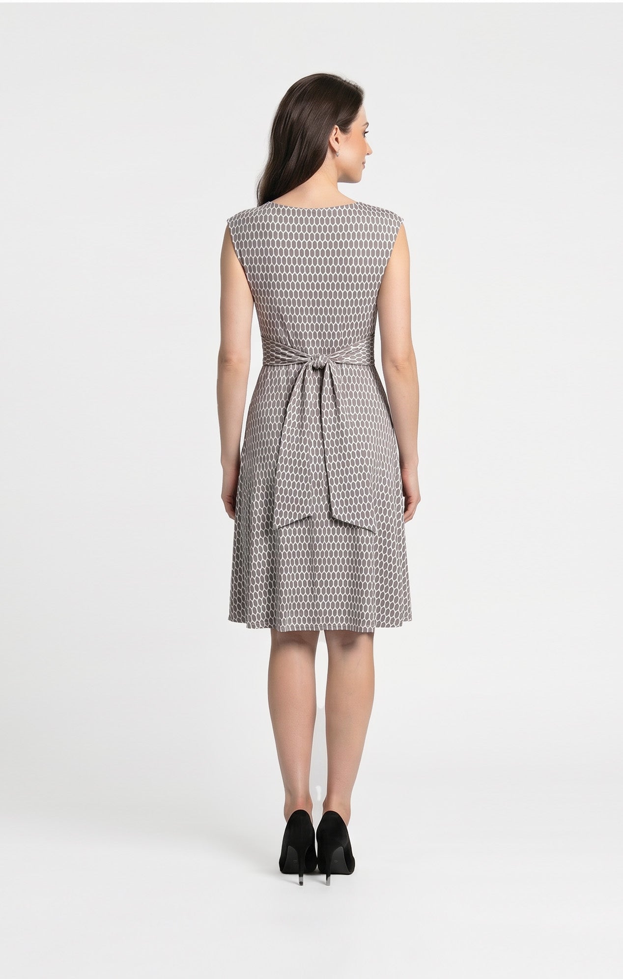Vestido Estampado Beige con amarre