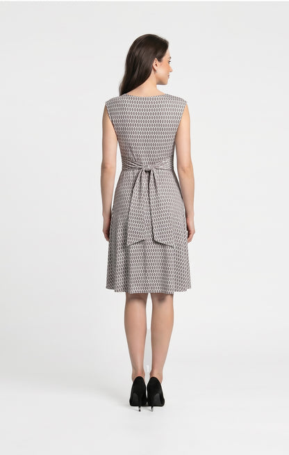 Vestido Estampado Beige con amarre
