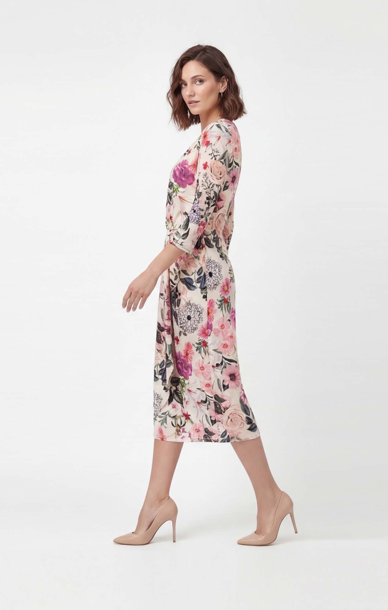 Vestido estampado floral de licra