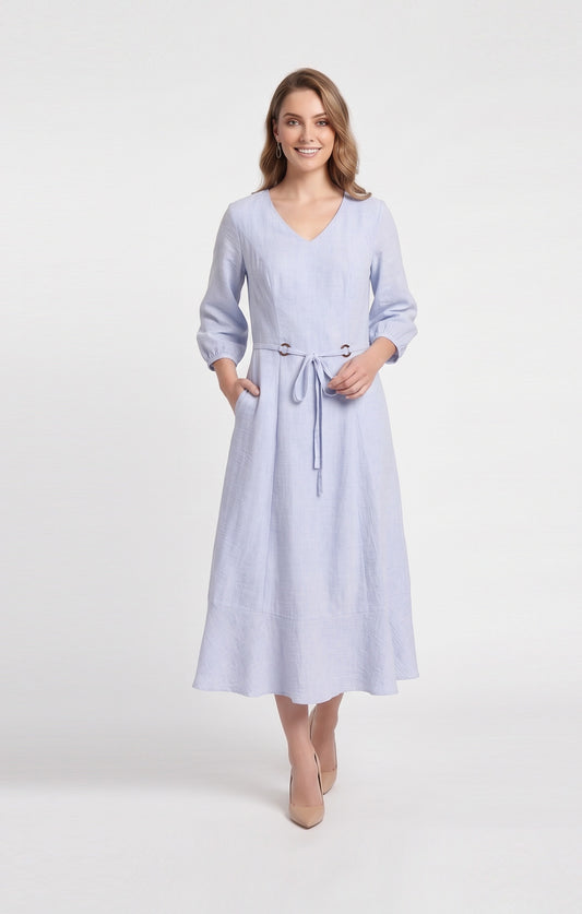 Vestido Azul look lino