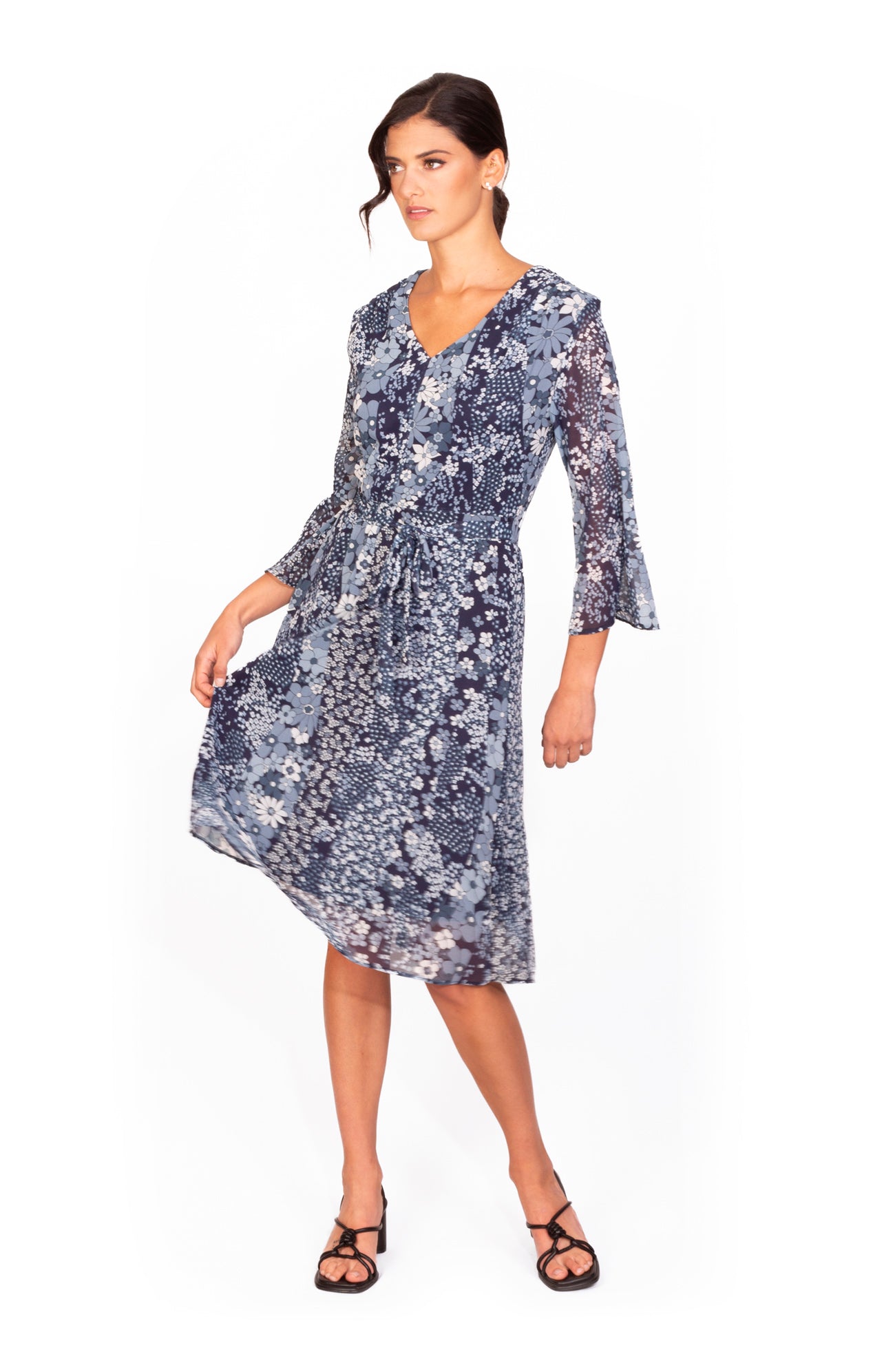 Vestido estampado flores azul