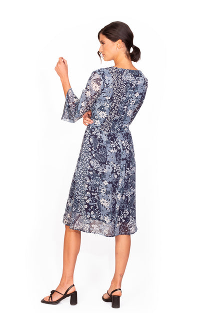 Vestido estampado flores azul