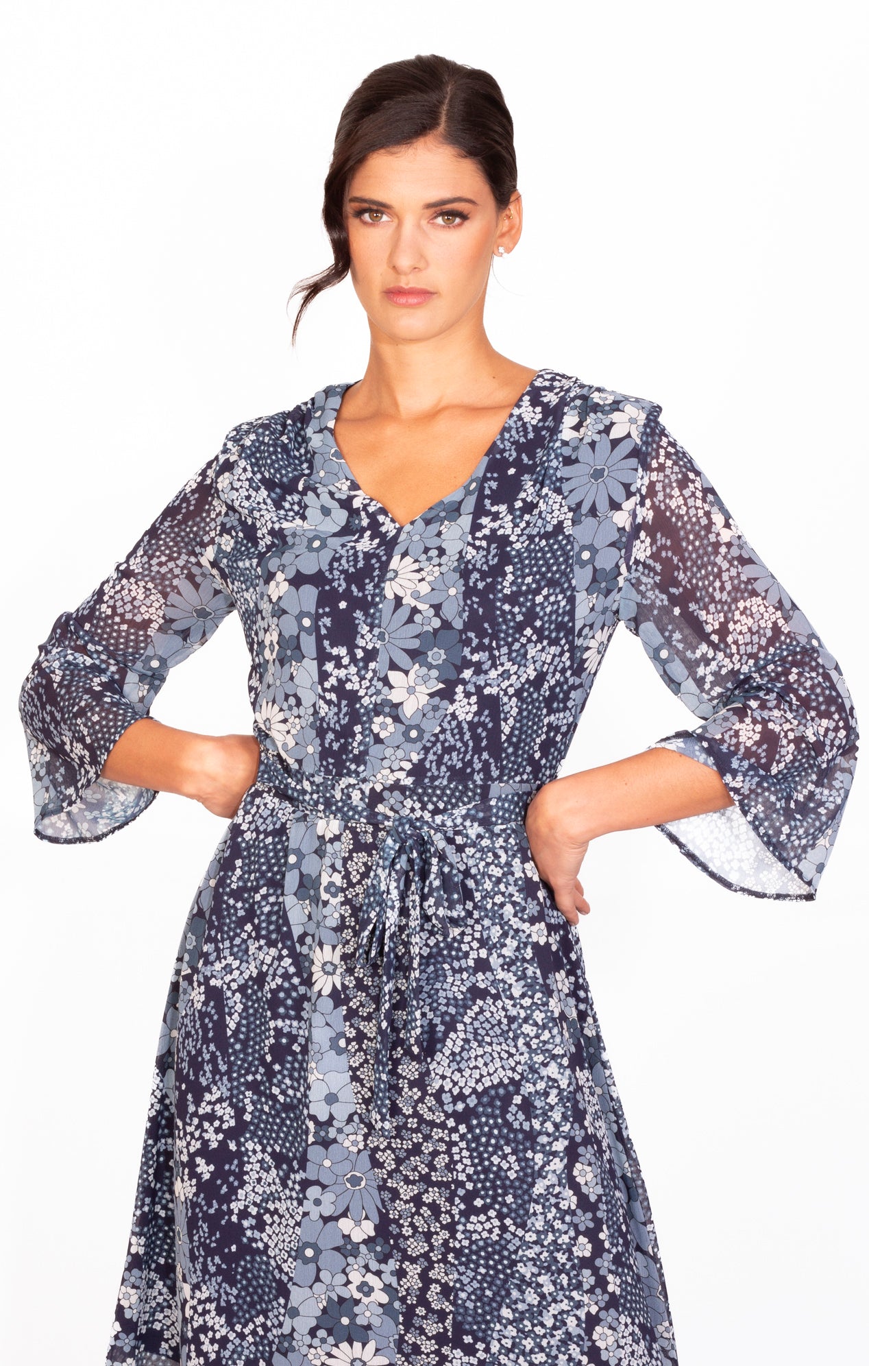 Vestido estampado flores azul