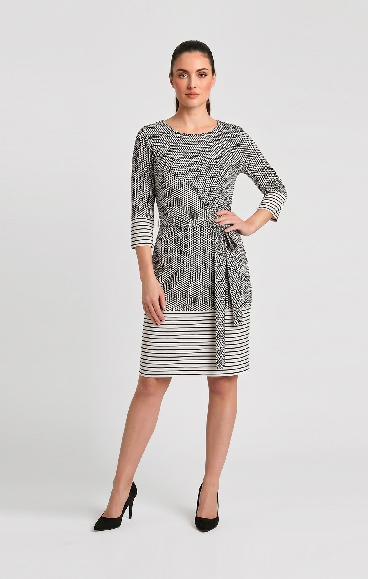 Vestido Estampado Dots Blanco y Negro