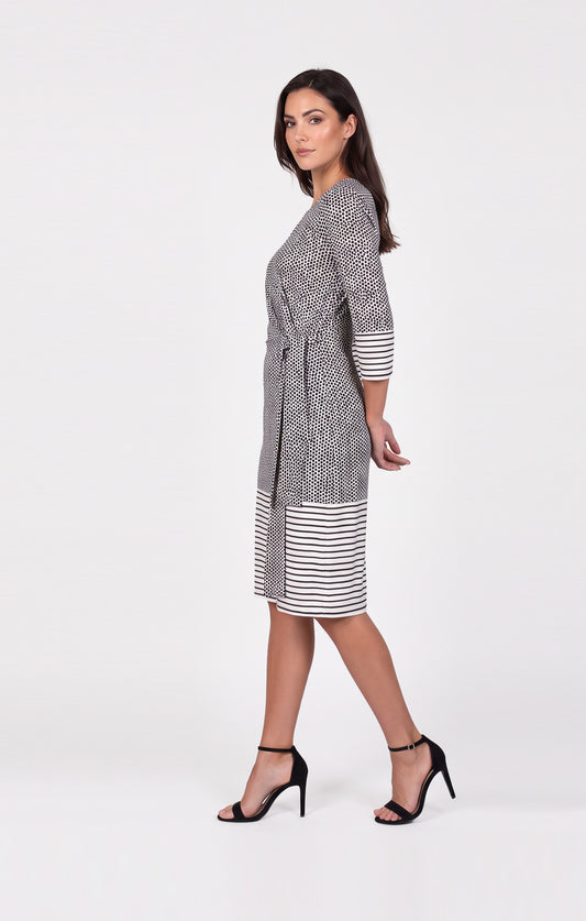 Vestido Estampado Dots Blanco y Negro