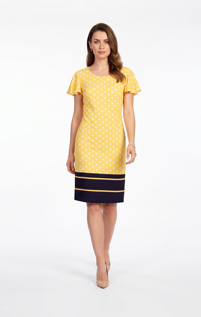 Vestido Amarillo Estampado Puntos