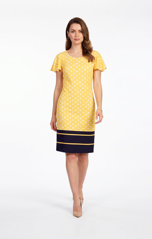 Vestido Amarillo Estampado Puntos