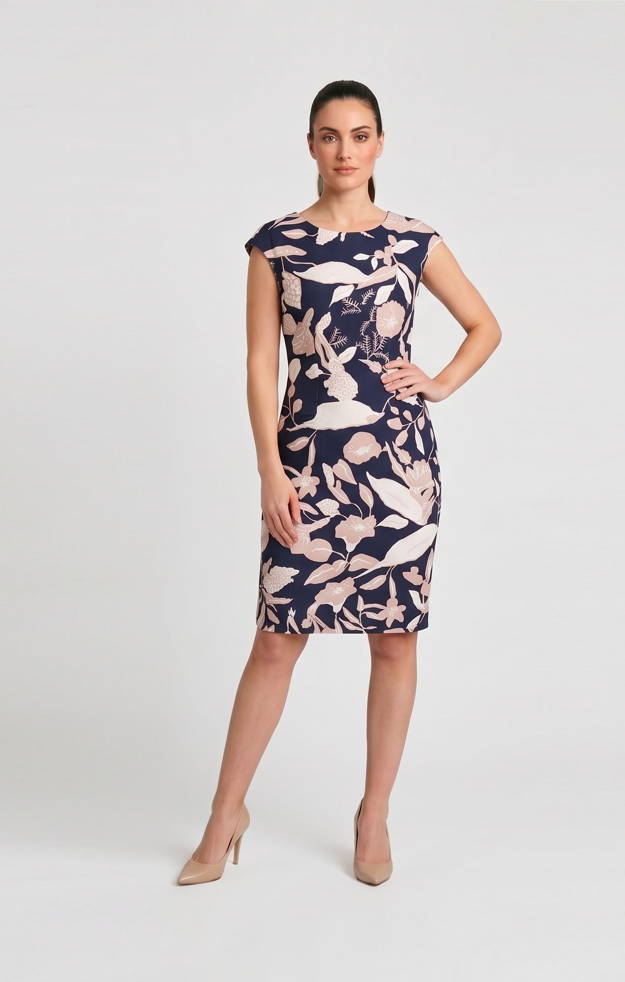 Vestido marino recto estampado