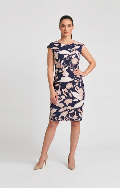 Vestido marino recto estampado