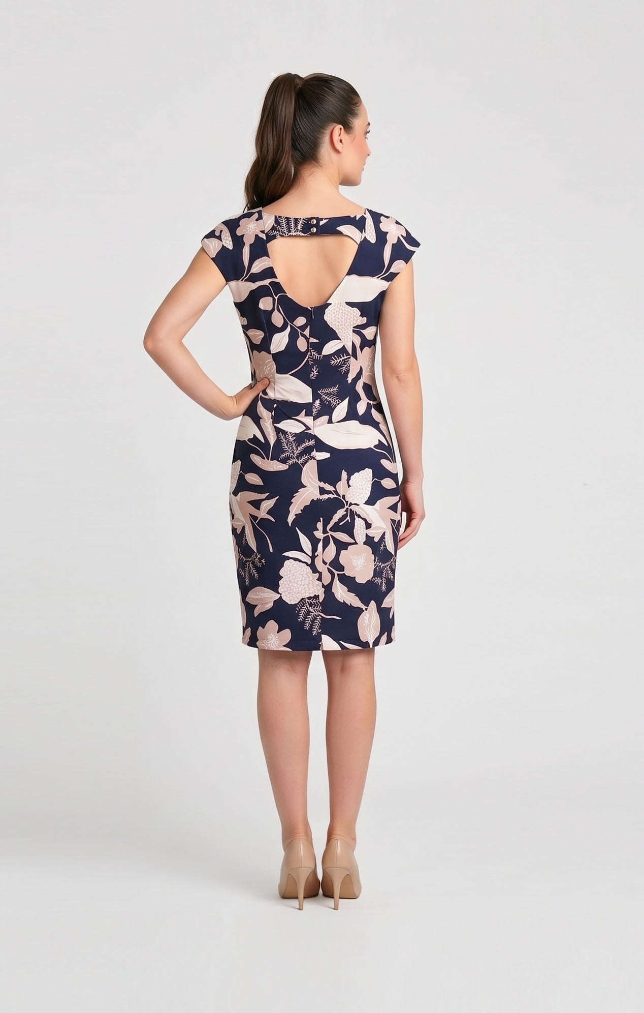 Vestido marino recto estampado