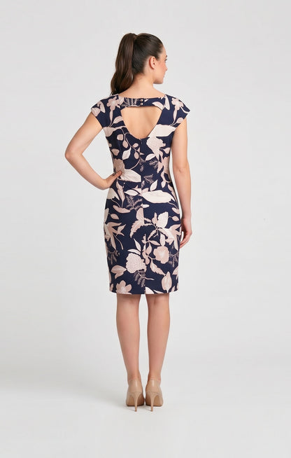 Vestido marino recto estampado