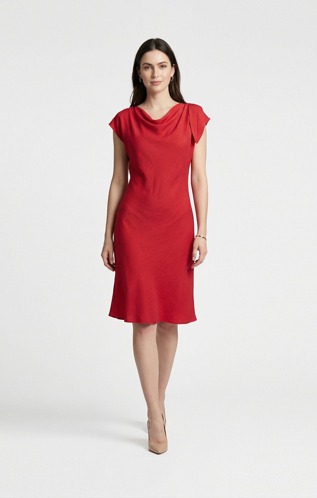 Vestido Rojo con detalle en hombro
