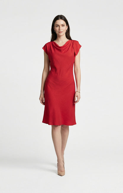 Vestido Rojo con detalle en hombro