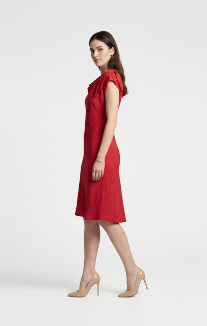 Vestido Rojo con detalle en hombro