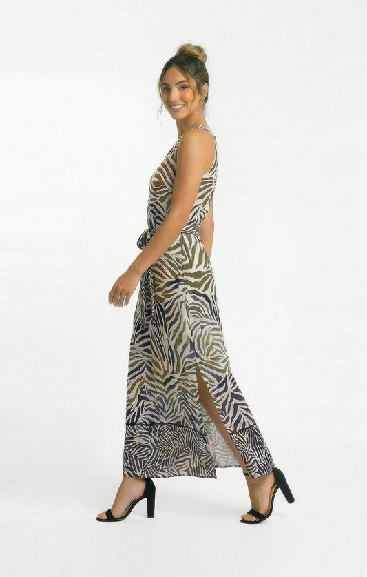 Vestido Halter Maxi Animal Print